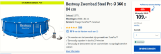 Bestway Zwembad Steel Pro Ø 366 x 84 cm met pomp voor €54,50 in de Lidl webshop