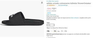 Adidas Strand-/badschoen 'Adilette Shower' voor €11,45 bij Amazon NL
