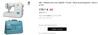 Máquina de coser Alfa Style20 + Funda + Mesa de prolongación por 179.99€