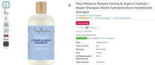 Shea Moisture Manuka Honing & Yoghurt Hydrate + Repair Shampoo 384ml voor €4,72 met Prime bij Amazon NL