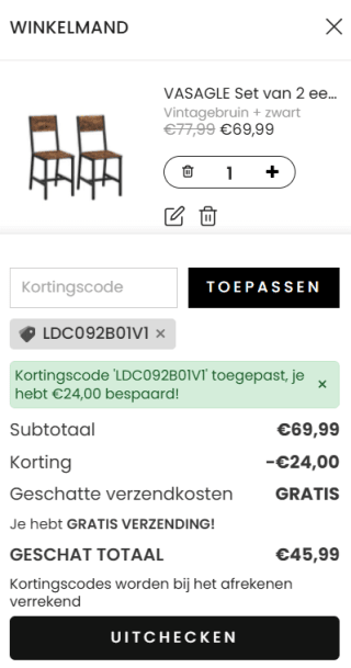 Vasagle In And OutdoorMatch Metalen Frame Eetkamerstoelen voor €45,99 dmv code bij Songmics