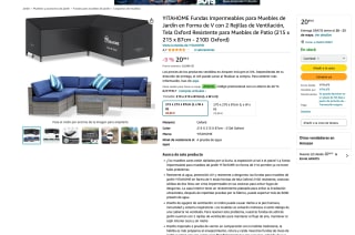 Funda impermeable para muebles de jardín YITAHOME 215x215x87cm por 12,59€