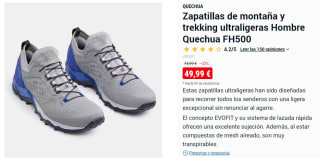 Zapatillas de Trekking ultraligeras para Hombre Quechua FH500 por 49.99€