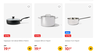 35% korting op Napoli en Malmo pannen bij de Hema