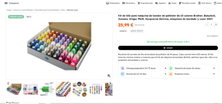 Kit de hilo para máquina de bordar de poliéster de 63 colores Brother por 25,99€