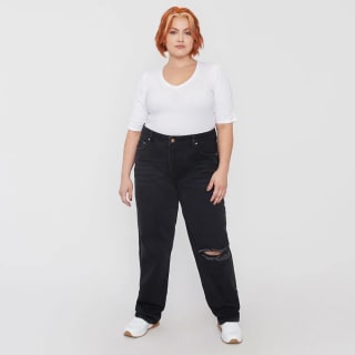 Jeans Mujer Straight Tiro Medio Color Negro por solo $9.000