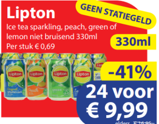 24 blikjes Lipton Ice Tea 330ML voor €9,99 bij Diegrenze