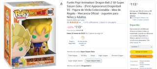 Funko Pop! Dragon Ball Z S8-Super Saiya Goku por $113 | Amazon