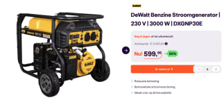DeWalt DXGNP30E benzine generator 230V 3000W voor €599,95 bij ibood
