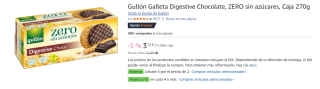 6 Paquetes de Gullón Galleta Digestive Chocolate,ZERO sin azúcar 270g por 11.16€