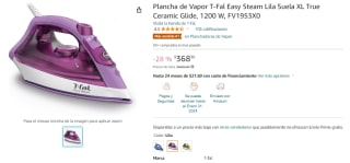Plancha T-Fal Easy Steam Lila Suela XL por $368 en Amazon