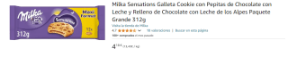 Pack 6 Milka Sensations Galleta Cookie con Pepitas de Chocolate con Leche y Relleno de Chocolate con Leche de los Alpes Paquete Grande 312g por 14.22€