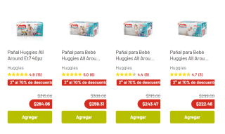 70% de rebaja en 2da unidad Pañales Huggies All Around