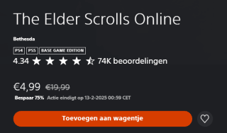 The Elder Scrolls Online voor €4,99 in de Playstation store