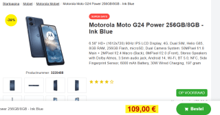 Motorola - Moto G24 Power - 256GB - Ink Blue voor €109 bij Proshop