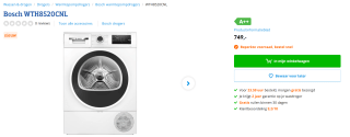 Bosch WTH8520CNL A++ warmtepompdroger voor €749 bij Coolblue