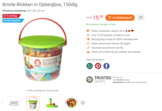 Bristle Blokken in Opbergbox, 150dlg. voor €15 bij Lobbes