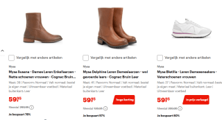 Diverse Mysa dames leren sneakers en laarzen voor €59,95 bij Bol