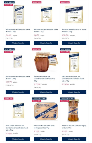 -20% de Descuento en Anchoas del Cantábrico.