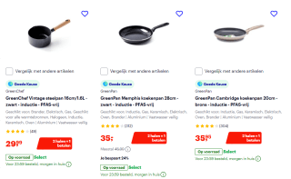 1+1 gratis op PFAS-vrije pannen van BK & Greenpan en Greenchef bij Bol