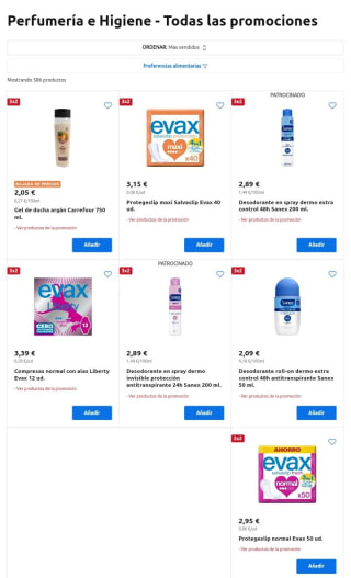 3×2 y más Ofertas en Perfumería e Higiene desde Carrefour.