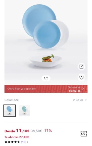 Luminarc Diwali Vajilla Opal 18 Piezas 6 Personas por 7,77€.