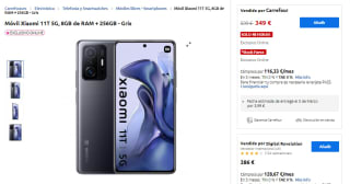 Móvil Xiaomi 11T 5G de 8GB/256GB por 349€