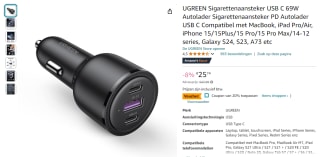 UGREEN 69W USB/USB-C autolader voor €20,59 bij Amazon