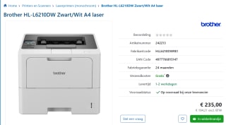 Brother HL-L6210DW Zwart/Wit A4 laser voor €235 bij Informatique