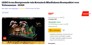 LEGO Icons Rustgevende tuin Botanisch (10315) voor €58,99 bij Bol