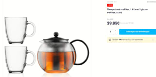 Bodum Assam theepot en 2 glazen mokken voor €29,95 bij Bodum