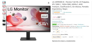 Monitor LG 24MR400-B 1920x1080, HDMIx1, AMD FreeSync por 89€