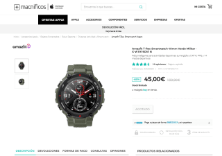 Smartwatch Amazfit T-Rex 40mm Verde Militar a solo 45€