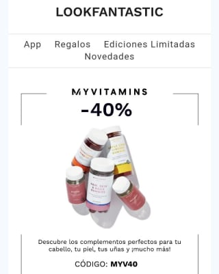 40% de descuento en vitaminas desde Lookfantastic