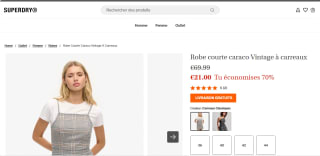 Robe courte caraco Vintage à carreaux à 21€