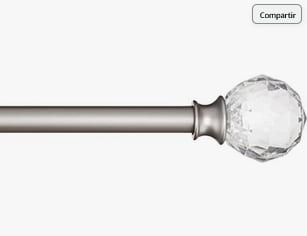 Barra de cortinas decorativa 1,6 cm con remates de bola facetada 218 cm Transparente por 23,77€