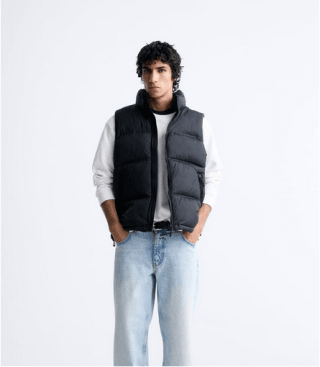 Chaleco Acolchado Zara Hombre Negro por solo 19,99€