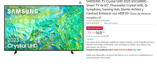 Televisor Samsung TU65CU8000KXXC 65" LED UltraHD 4K HDR10+ por 569.98€