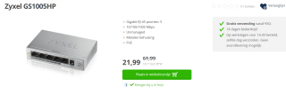 Zyxel GB 5 port Switch met POE voor €21,99 bij Paradigit