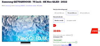 Samsung QE75QN900B - 75 inch - 8K Neo QLED - 2022 voor €3149 bij Bol.com