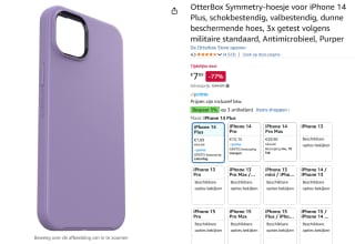 Otterbox Symmetry iPhone 14 Plus hoesje paars voor €7,89 bij Amazon
