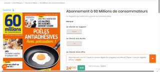 Abonnement Magazine 60 Millions de consommateurs à 24,90€