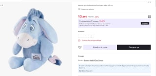 Peluche Igor de Winne de Pooh para Bebé (25 cm) por 13,49€ (6,75€ nuevo usuario)