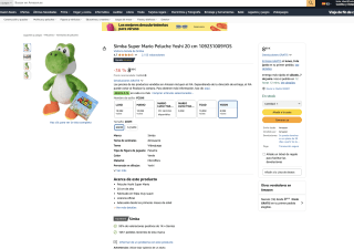 Peluche Simba Super Mario Yoshi 20 cm por solo 8,99€