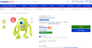 Pelúcia do Mike Monstros S.A. da Multikids com Som - R$ 79,47
