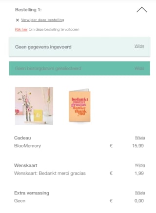 Gratis kaart bij elk brievenbus cadeau bij Bloompost