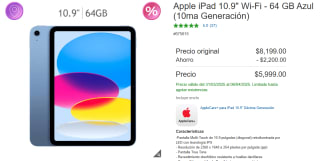 iPad 10.9" 64GB 10ma Gen por $5,999 | Descuento Costco