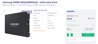 Samsung PM983 MZQLB960HAJR - Solid state drive voor €49,99 bij Azerty