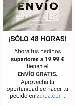 Envío gratis durante 48h en zerca