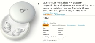 Soundcore van Anker, Sleep A10 Bluetooth-slaapoordopjes, oordopjes met ruisonderdrukking voor €voor €89,99 bij Amazon